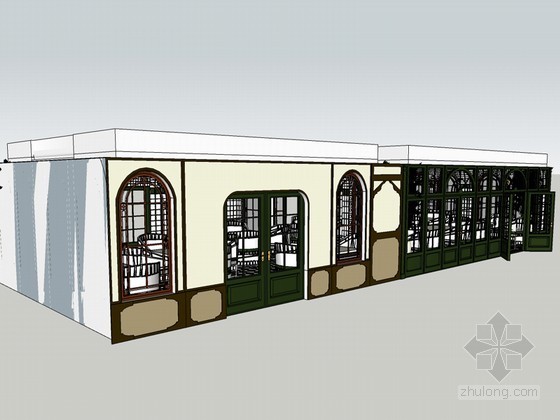 街边休闲商业模型资料下载-休闲餐厅SketchUp模型下载