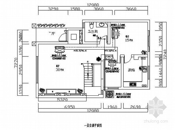 大金空调CAD资料下载-某别墅大金空调图纸