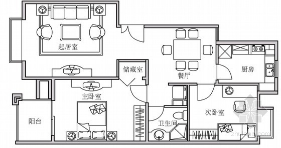 85～90平方米畅销住宅户型图-平面 