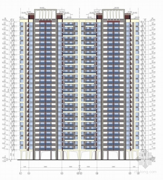 [广州]现代风格住宅区规划及单体方案文本-住宅区立面图