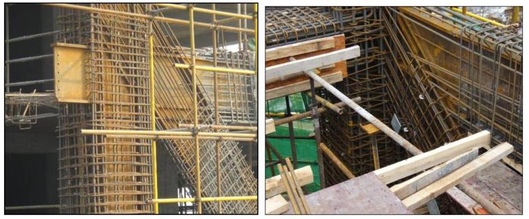 大型转换钢桁架外包清水混凝土施工工法-节点区钢筋穿插
