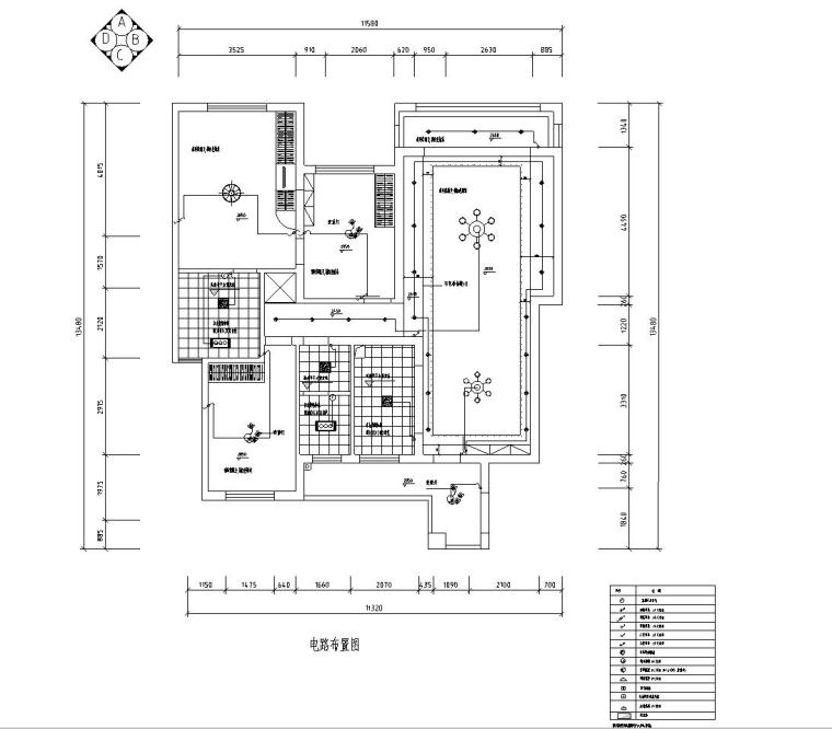 现代风格2居130平米施工图设计（CAD+实景图）-电路布置图