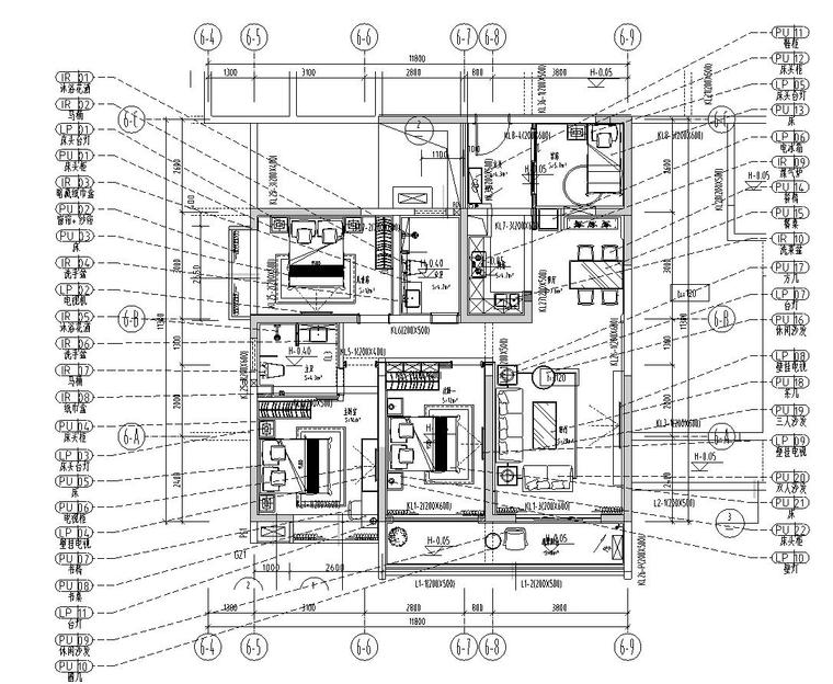 [广东]河源宝晟地产四期宝格丽公馆室内施工图设计（包含CAD+JPG）-家具布置图