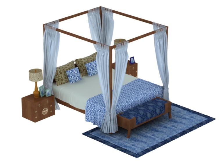 床模型2资料下载-温馨床3D模型下载