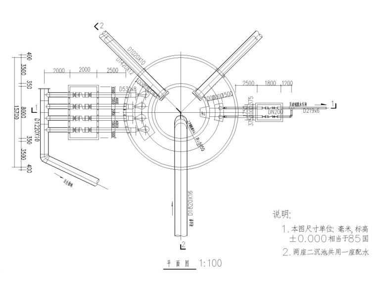 东莞市污水处理厂毕业设计（含计算书）-二沉池平面图.jpg