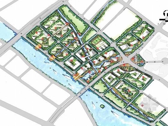 城市中心区手绘设计资料下载-[江苏]生态滨水城市商业中心广场地块景观详细设计方案
