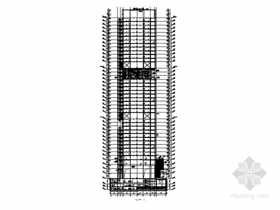 [广东]196米现代风格知名办公楼建筑施工图（含人防 图纸非常精细 含效果图）-196米现代风格知名办公楼建筑剖面图