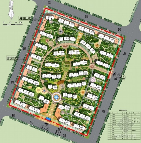 [河南]欧式风格住宅区规划方案文本(含CAD)-住宅区总平面图 