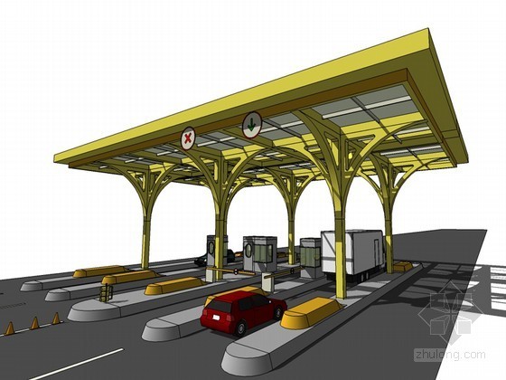 公路收费站拆除方案资料下载-公路收费站SketchUp模型下载