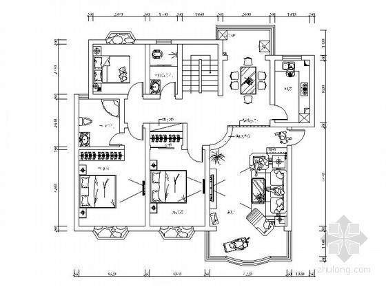 室内水电装修图设计资料下载-[抚州]某花园复式室内楼装修图