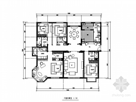 日本奈良AA公寓资料下载-[北京]望京某高档公寓大楼Aa-1户型四居室装修图