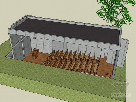 瓜达卢佩大教堂建筑模型资料下载-安藤忠雄光之教堂SU建筑模型