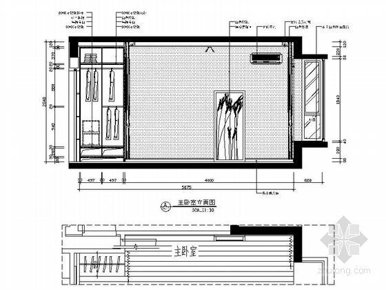 [广西]高档现代三居室样板房装修图（含实景效果）-主卧立面图