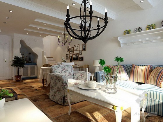 客厅室内设计模型资料下载-地中海风格室内设计3d模型下载