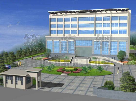工业办公楼效果图资料下载-宁波某办公楼景观效果图