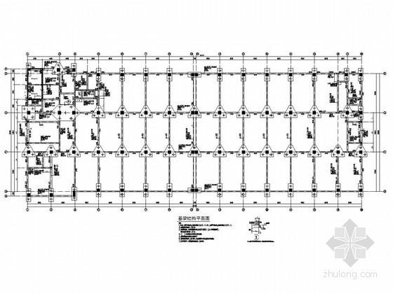 [温州]四层框架结构车间厂房结构施工图-基梁结构平面图 