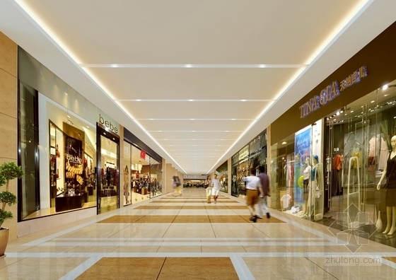 [鄂尔多斯]商业地产广场高档商场步行街装修施工图（含效果）效果图