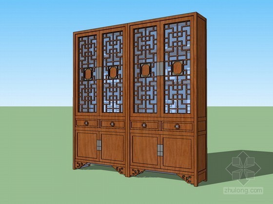 CAD中式书柜资料下载-中式书柜sketchup模型下载