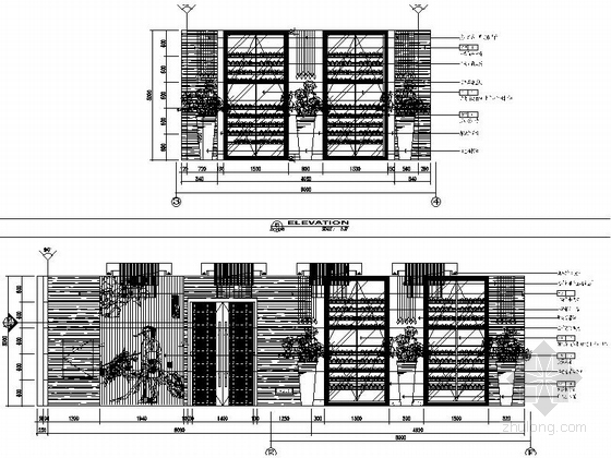 [江苏]历史悠久名城高档五星级酒店装修施工图（含实景）电梯厅立面图