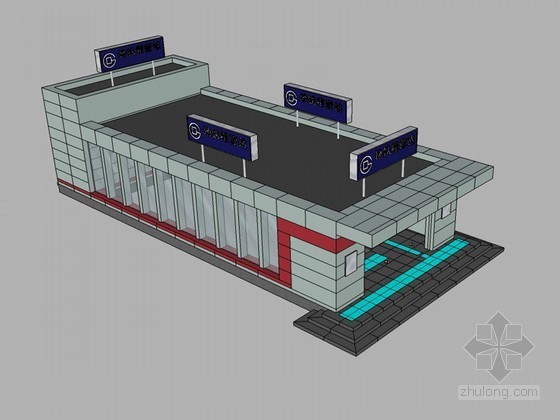 地铁站内设计su模型资料下载-地铁站口SketchUp模型下载