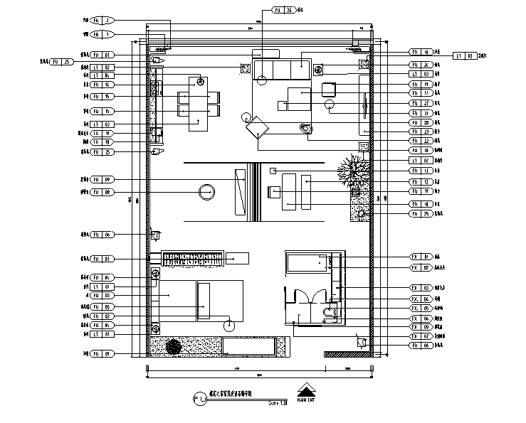 一居室图纸资料下载-居然顶层设计中心一居室设计施工图（附效果图）