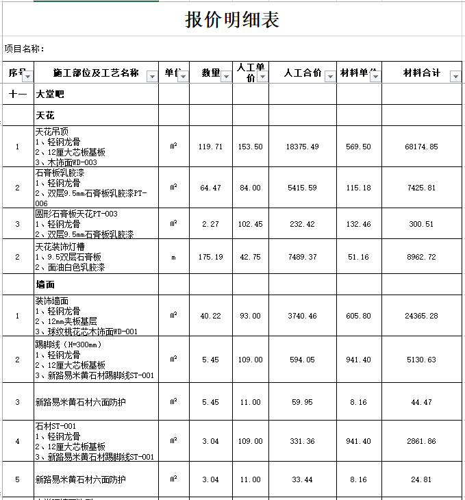 千万酒店装饰报价表(预算书)_7