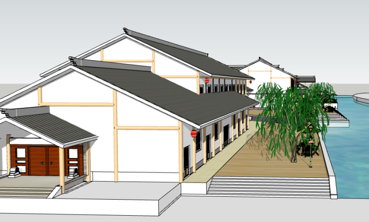 40个商业街景观建筑su模型合集（2）-邻水商业街SU模型（3）