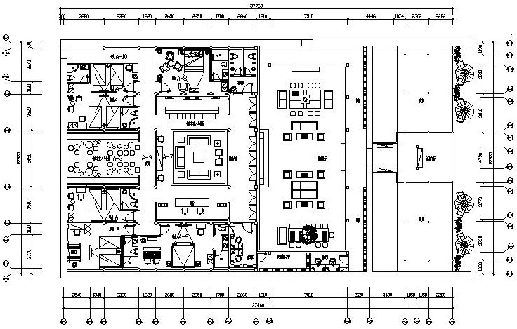 [云南]新中式特色民宿全套施工图设计（附效果图）-01 A区平面图-布局1