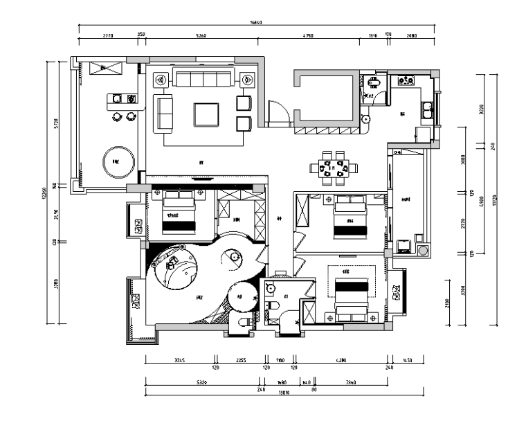 现代简约三居室资料下载-现代简约风三居室住宅设计施工图（附效果图）