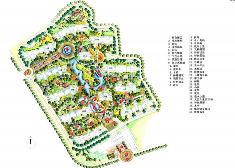 [安徽]滁州高规格典雅居住区景观设计方案（地知名地产风情）-地知名地产风情居住区景观设计——总平面图
