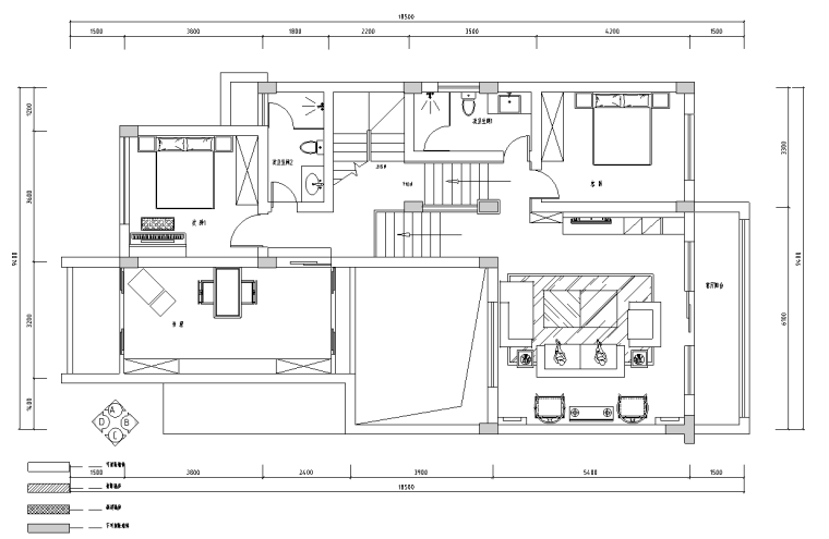 [浙江]某花园别墅室内装修施工图（含实景图）-二层平面布置图