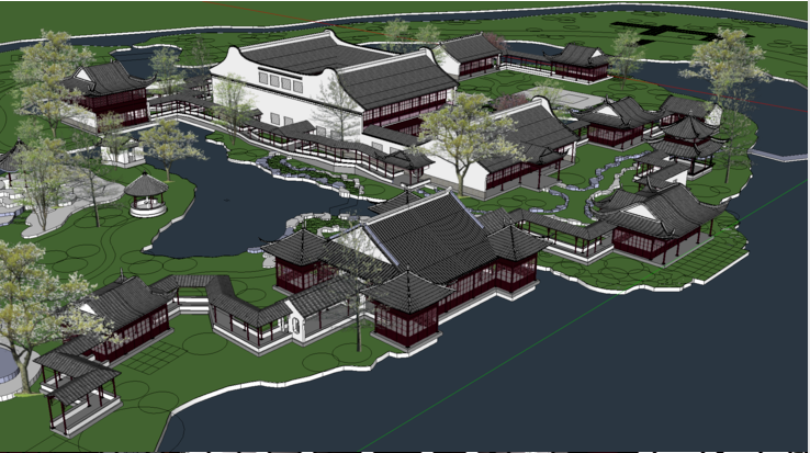 中式风格庭院和园林SU模型-中式风格庭院和园林SketchUp模型1