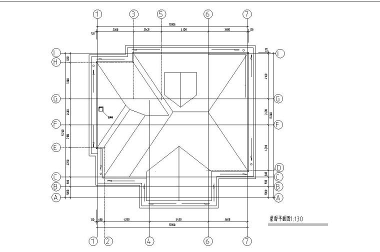 二层独栋别墅钢混结构设计文本（包含效果图+CAD）-屋面平面图
