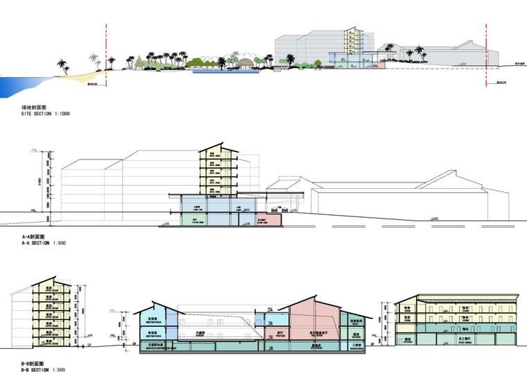 [海南]中式风格海南税务干部学校及度假店建筑方案设计（PDF+38页）-剖面图