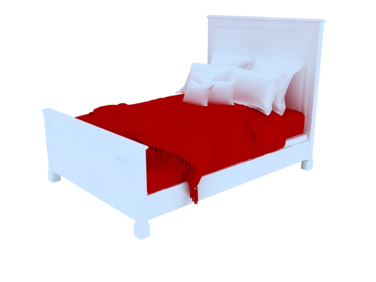 欧式床图纸资料下载-欧式单人床3D模型下载