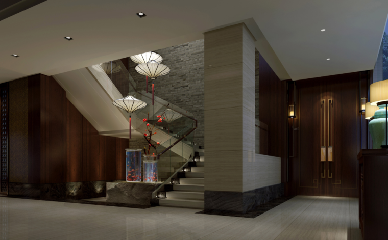 [郑州]中式五星级酒店餐厅室内空间设计施工图（含效果图）-[郑州]中式五星级酒店餐厅室内空间设计效果图