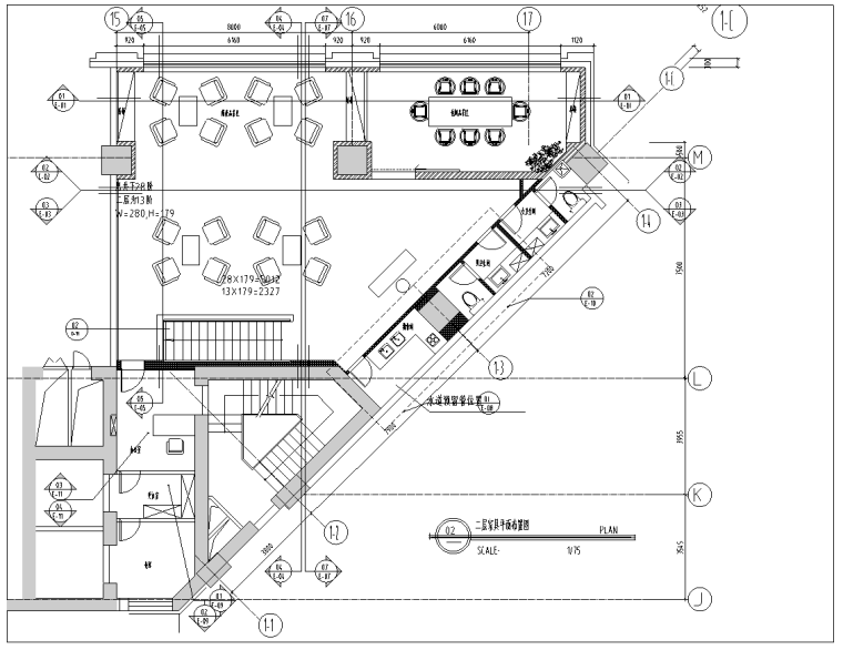 竹叶青北京论道馆室内设计完整竣工图-二层家具平面布置图