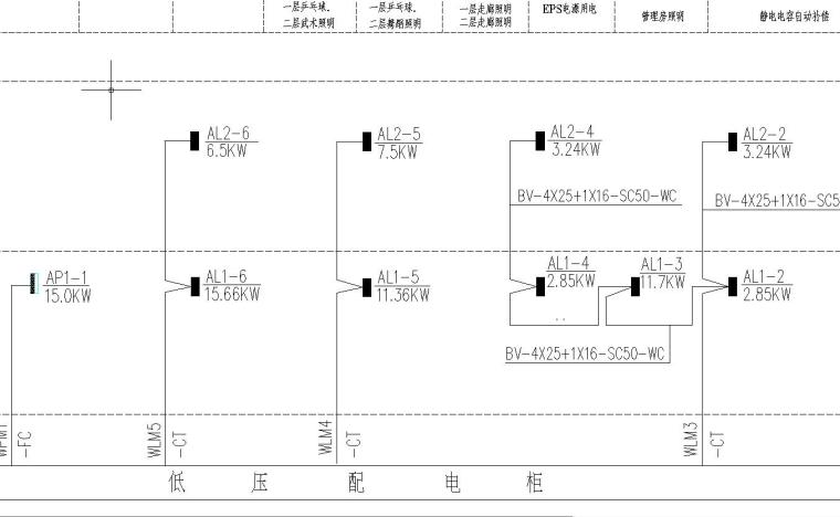 某大学体育中心电气施工图-低压供电干线系统图