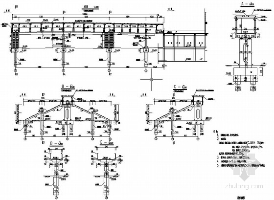 三跨连续梁设计图资料下载-三跨等高度预应力连续箱梁人行天桥设计图（全套）