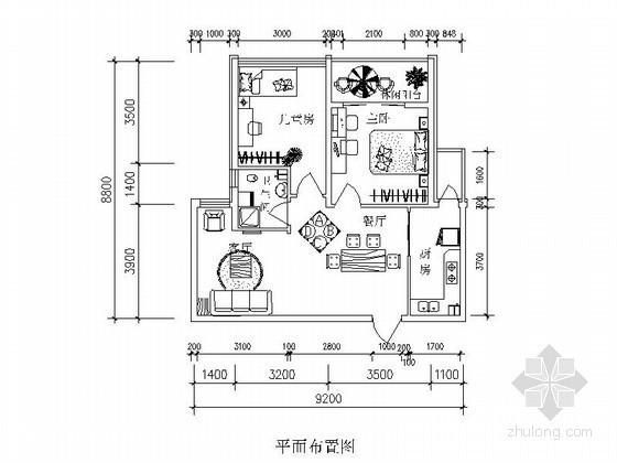 两居室公寓户型平面资料下载-两居室小户型简单装修方案