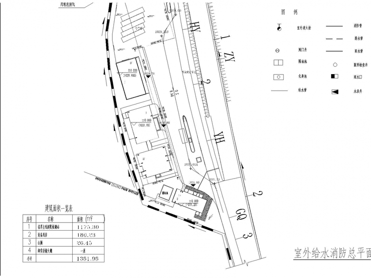 高速公路车站给排水施工图设计-总平面图布置图