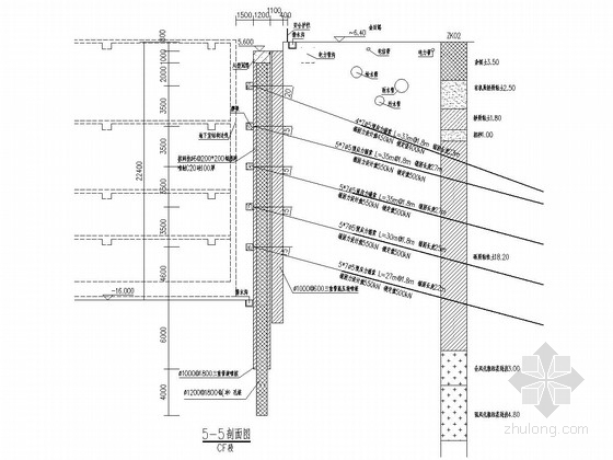 [广东]22.6米深基坑地下连续墙加四道混凝土支撑支护施工图（含逆作基坑桩锚支护）-桩锚基坑支护 