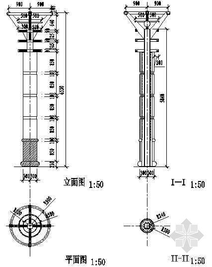 花岗石图集资料下载-花岗石金属高灯柱详图