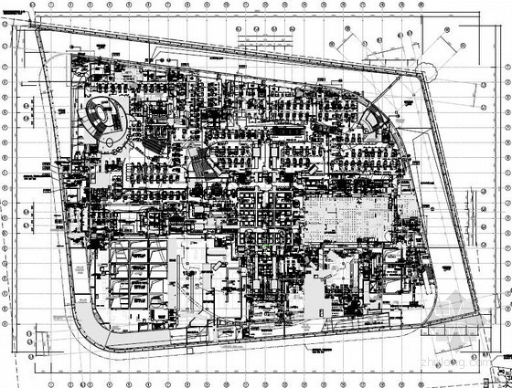 [上海]城市标志摩天大楼暖通全套设计施工图纸783张(632米、118层)-地下一层空调通风平面 