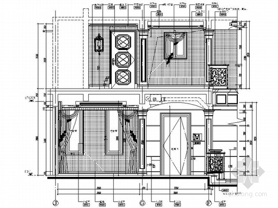 [安徽]温馨现代风格一居室室内装修施工图（含实景）餐厅立面图 