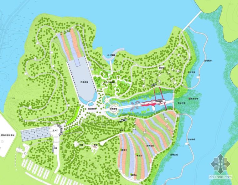 公园景观平面ps资料下载-深圳湿地公园景观设计总平面