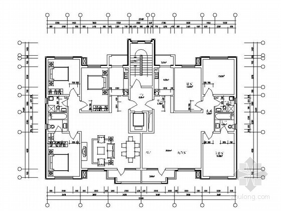 平米高层住宅户型cad资料下载-某板式高层住宅户型图（138/138）