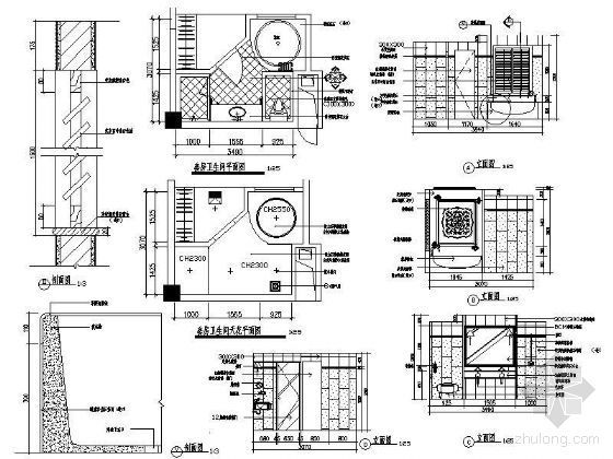 卫生间建筑施工详图资料下载-套房卫生间详图