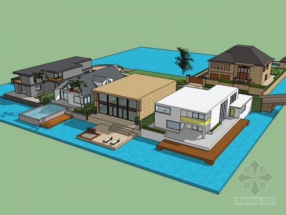 私人建筑住宅模型资料下载-私人岛屿sketchup模型下载