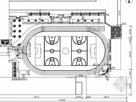 羽毛球运动场cad资料下载-校园运动场周边环境景观改造施工图